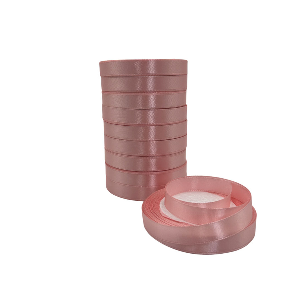 Лента атлас, 12 ммx25 ярд Дымчатый-розовый