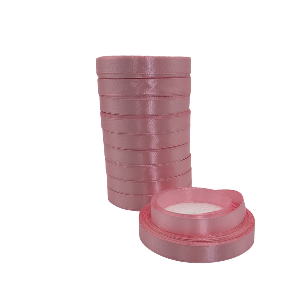 Лента атлас, 12 ммx25 ярд Розовый-сиреневый