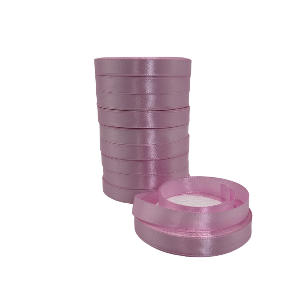 Лента атлас, 12 ммx25 ярд Розовый-сиреневый