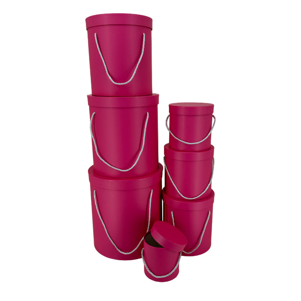 Коробка шляпная, D19,5xH21 см, с ручкой Розовый