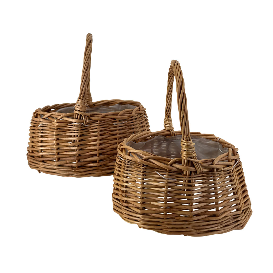 Корзина плетеная (ротанг), 25x18xH15/30 см, 18x10xH12/24 см, набор (2 шт) Натуральный