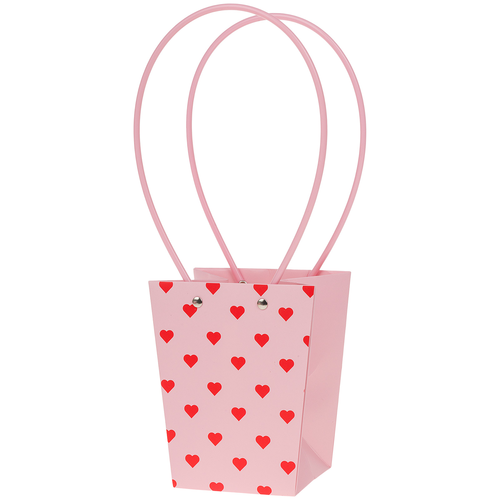 Сумка подарочная "Это любовь" (картон), 13x9,5xH15,5 см, набор (10 шт), с ламинацией Красный-Розовый