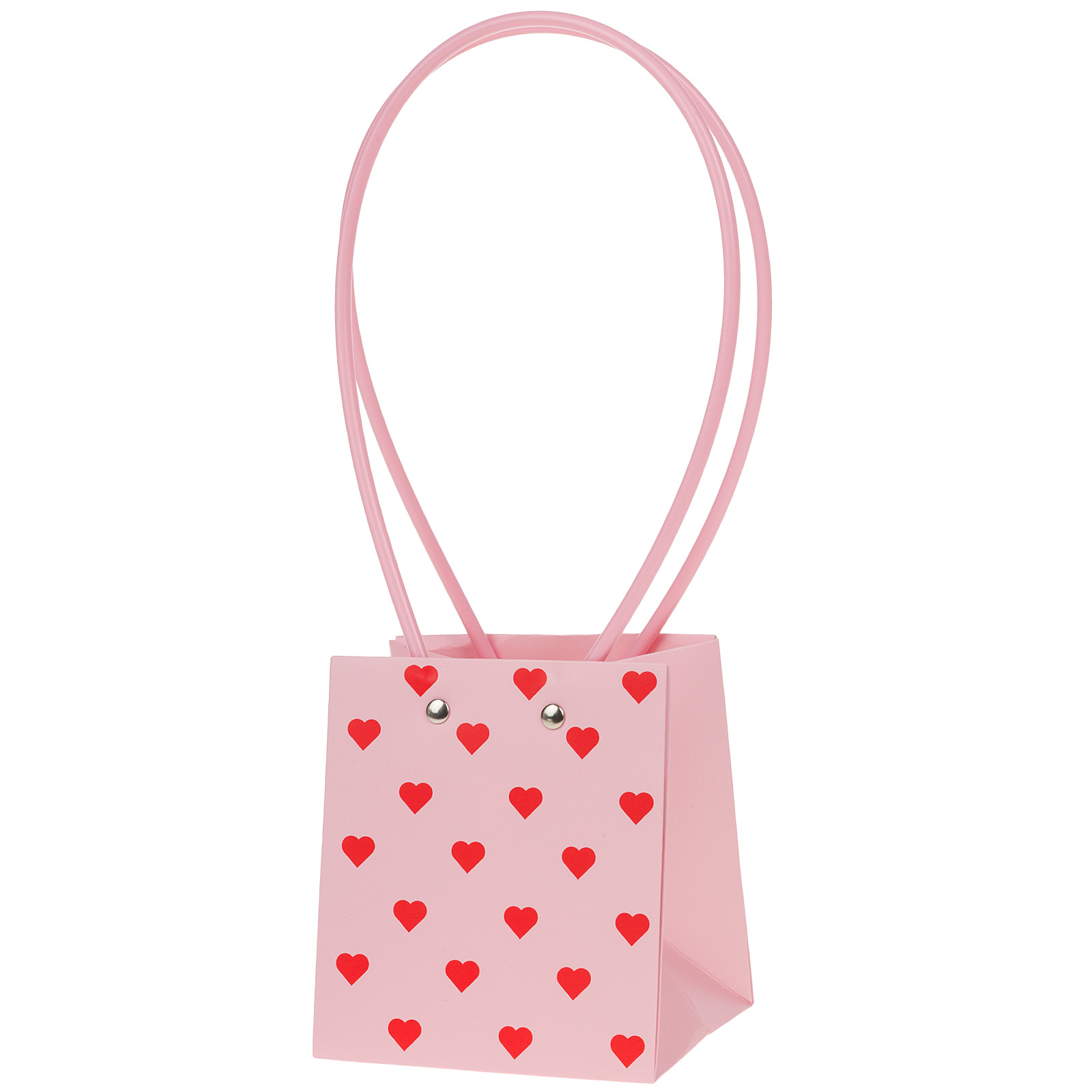 Сумка подарочная "Это любовь" (картон), 11,5x10,5xH13 см, набор (10 шт), с ламинацией Красный-розовы
