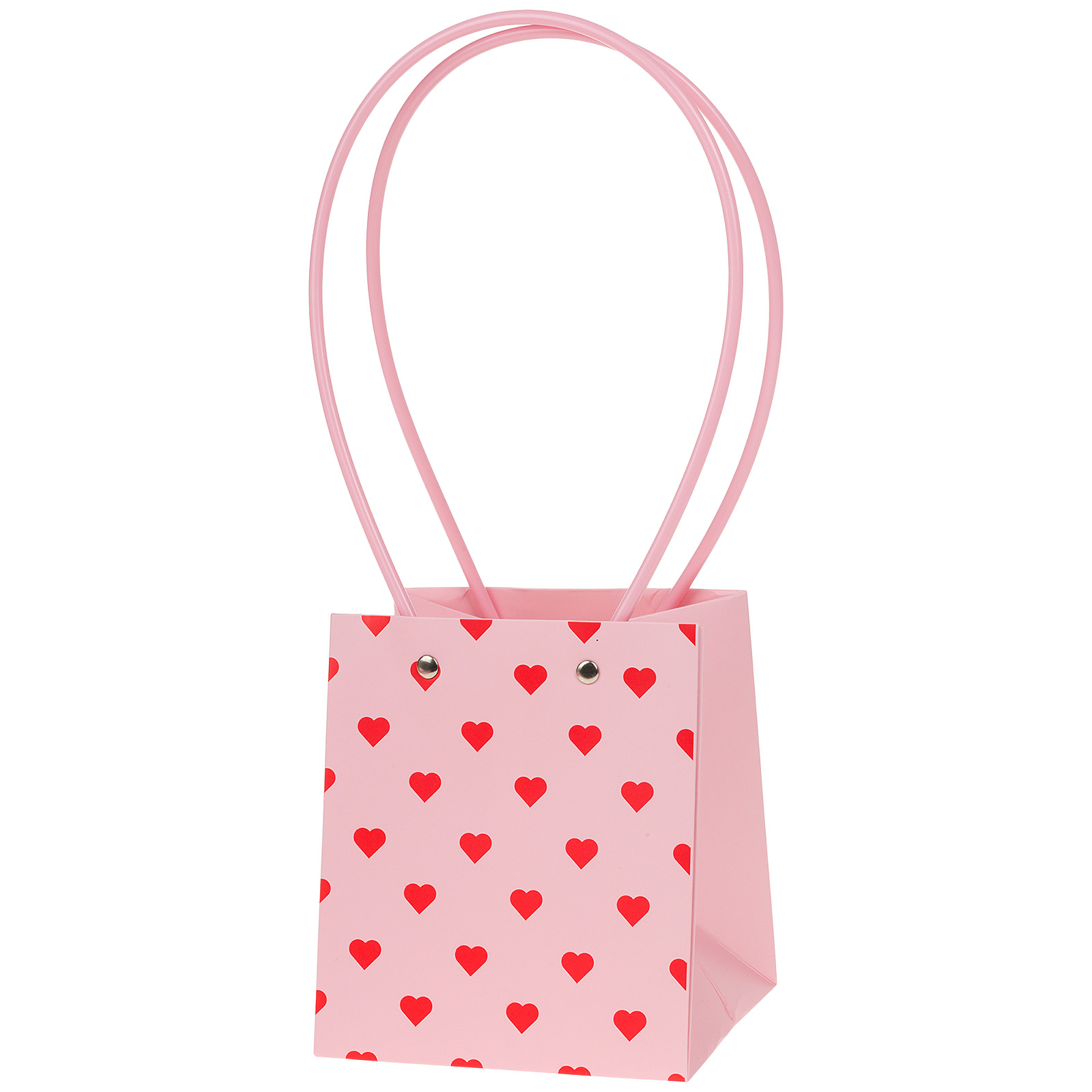 Сумка подарочная "Это любовь" (картон), 13x12xH15 см, набор (10 шт), с ламинацией Красный-Розовый