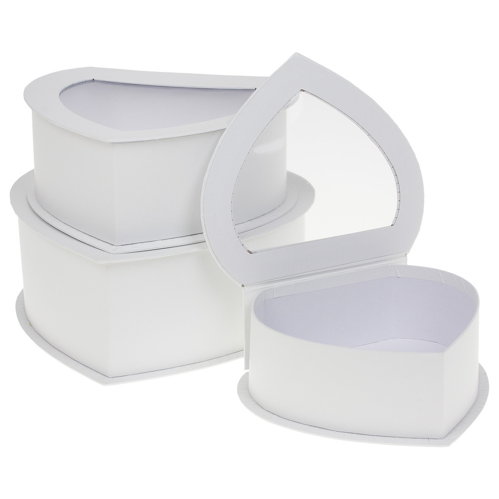 Коробка подарочная "Сердце", 22,5x20,5xH9 см, с окном Белый