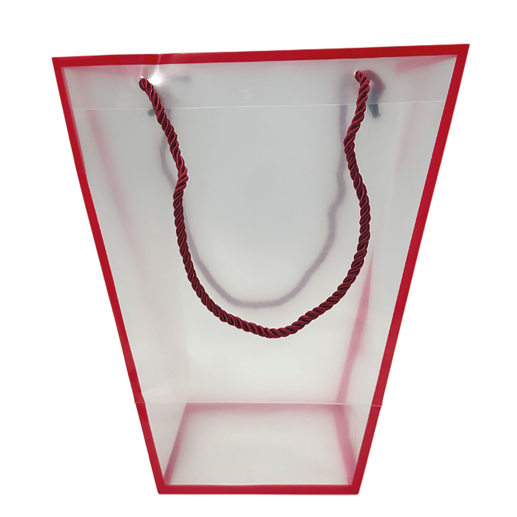 Сумка подарочная (пластик), 24x12xH26 см, набор (10 шт), с окантовкой Прозрачный