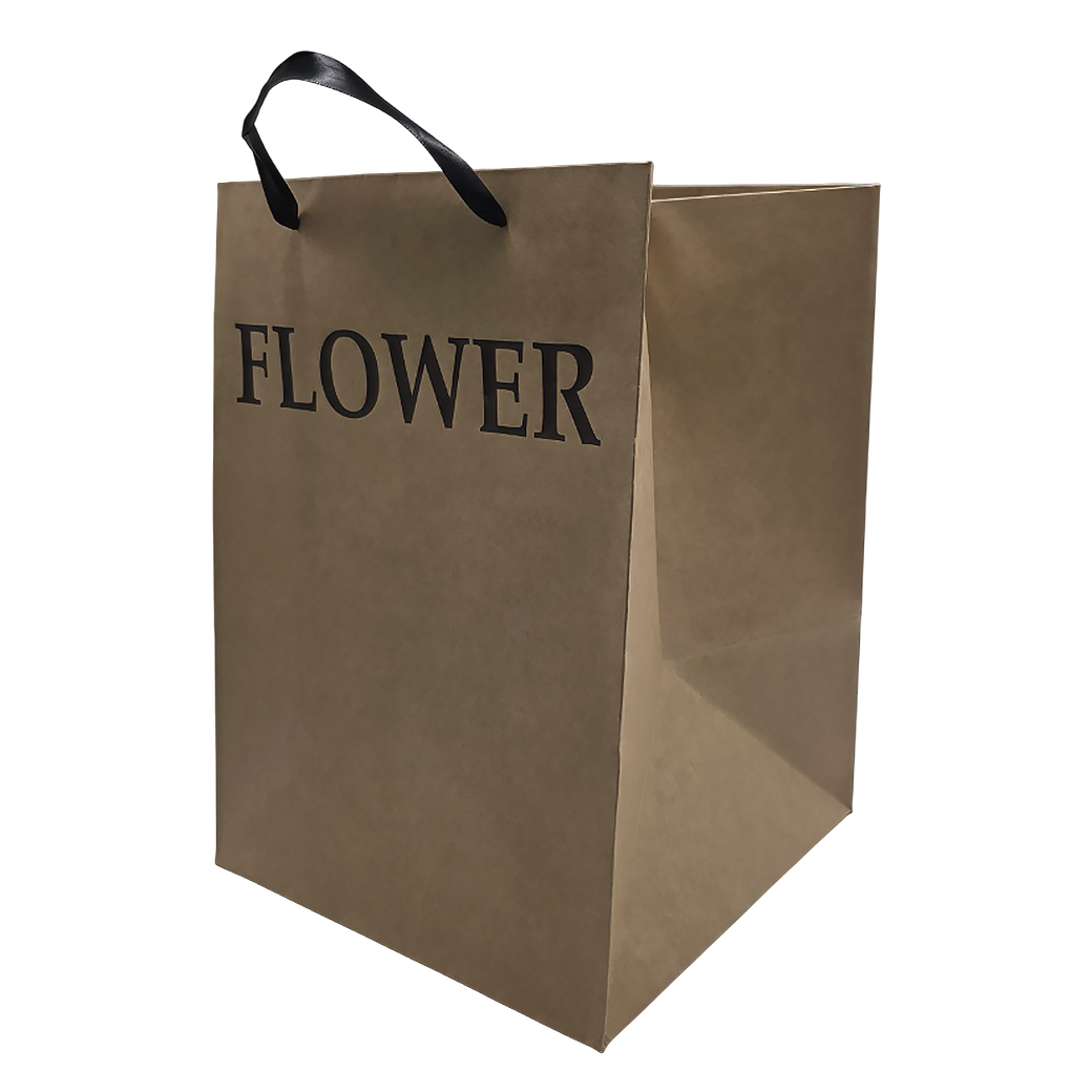 Сумка подарочная "Flower" (картон), 25x25xH35 см, набор (2 шт) Коричневый