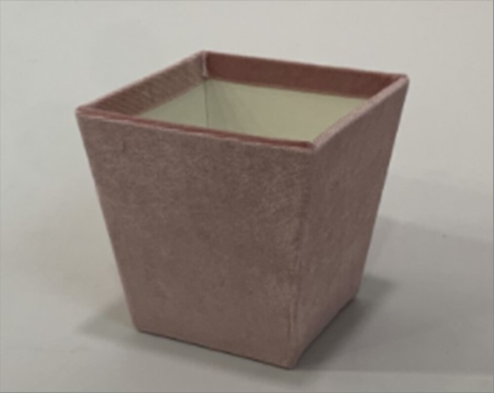 Коробка-кашпо (бархат), 11x11xH11 см Пудровый