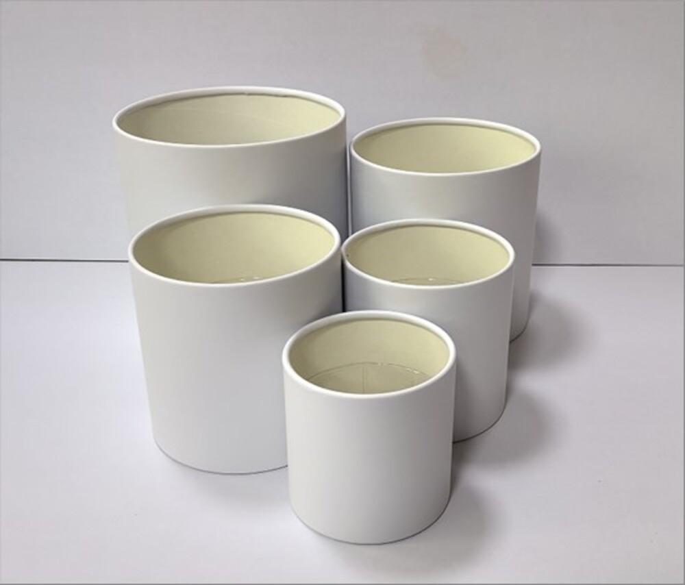 Коробка шляпная, D21xH21 см - D12xH12 см, набор (5 шт), без крышки Белый