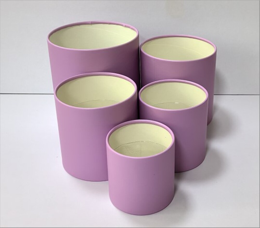 Коробка шляпная, D12xH12 см - D21xH21 см, набор (5 шт), без крышки Сиреневый