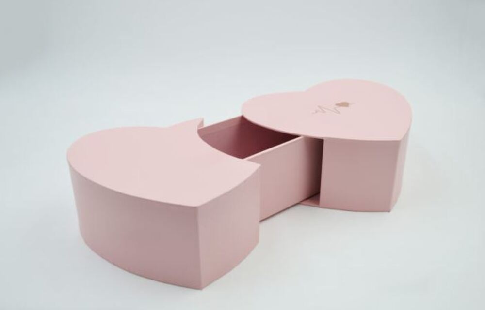 Коробка подарочная "Двойное сердце", 37x20xH10 см, раздвижная Розовый