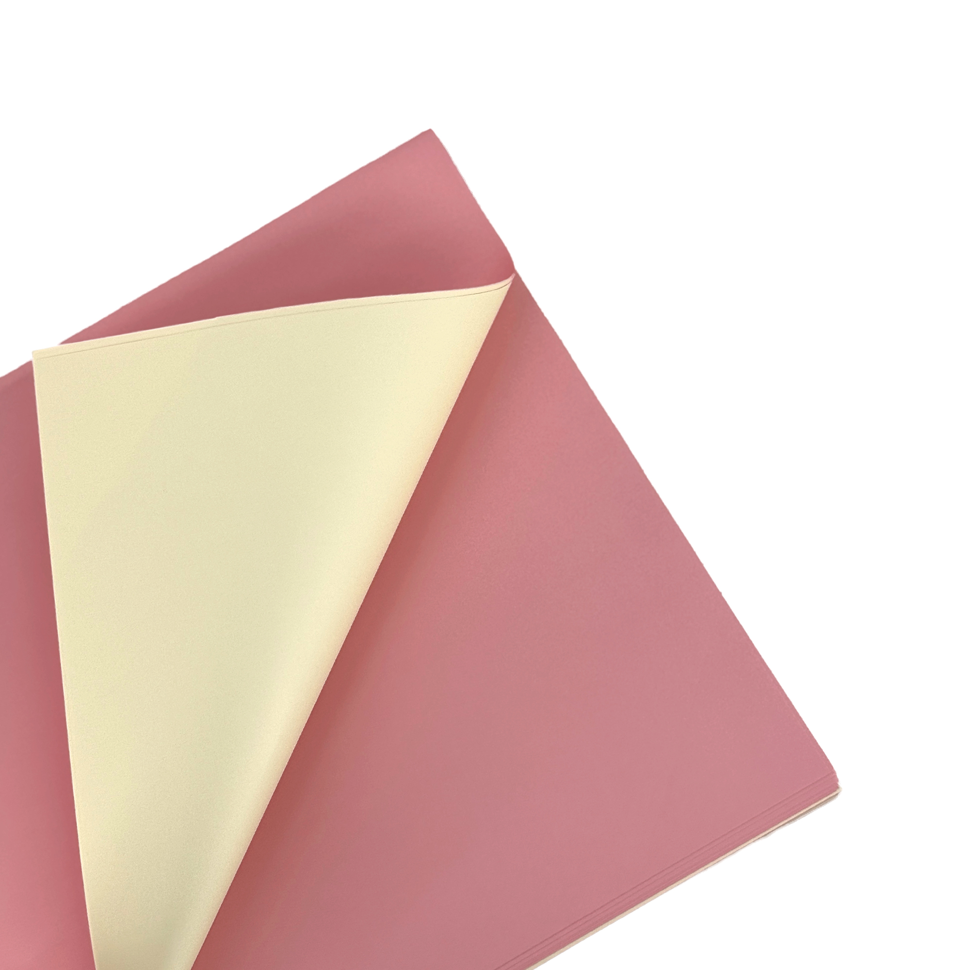 Пленка матовая, 58х58 см, 60 mic, набор (20 шт), двусторонняя, двухцветная Кремовый-розовый