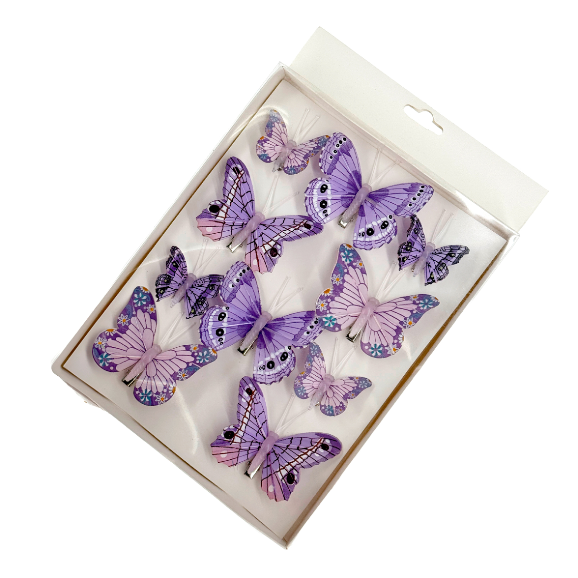 Бабочка на клипе (перо), 5-8 см, набор (10 шт), в асс. Сиреневый