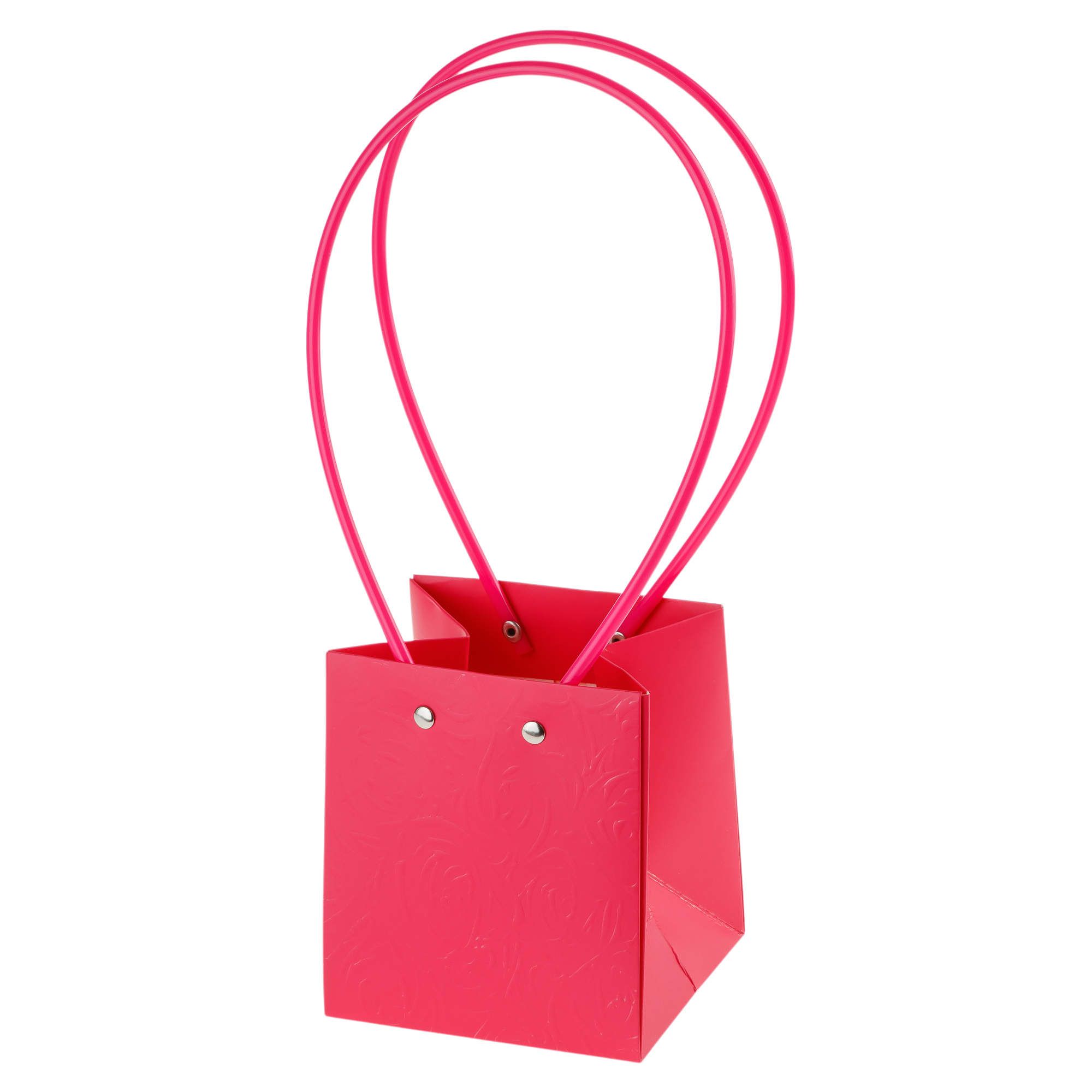 Сумка подарочная "Roses" (картон), 11,5x10,5xH13 см, набор (10 шт), с ламинацией Фуксия