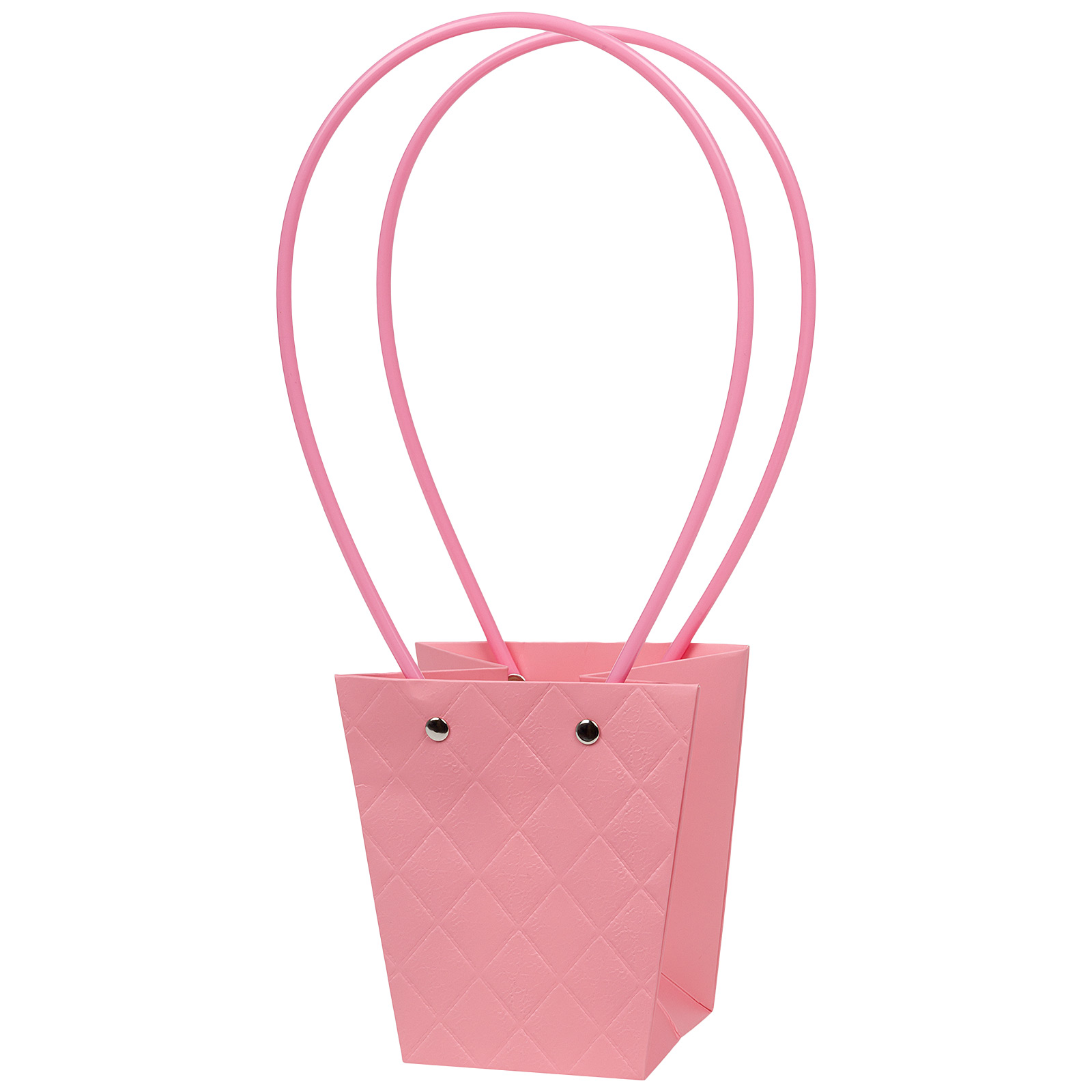 Сумка подарочная "Diamond" (картон), 12x8xH12,5 см, набор (10 шт), с ламинацией Розовый