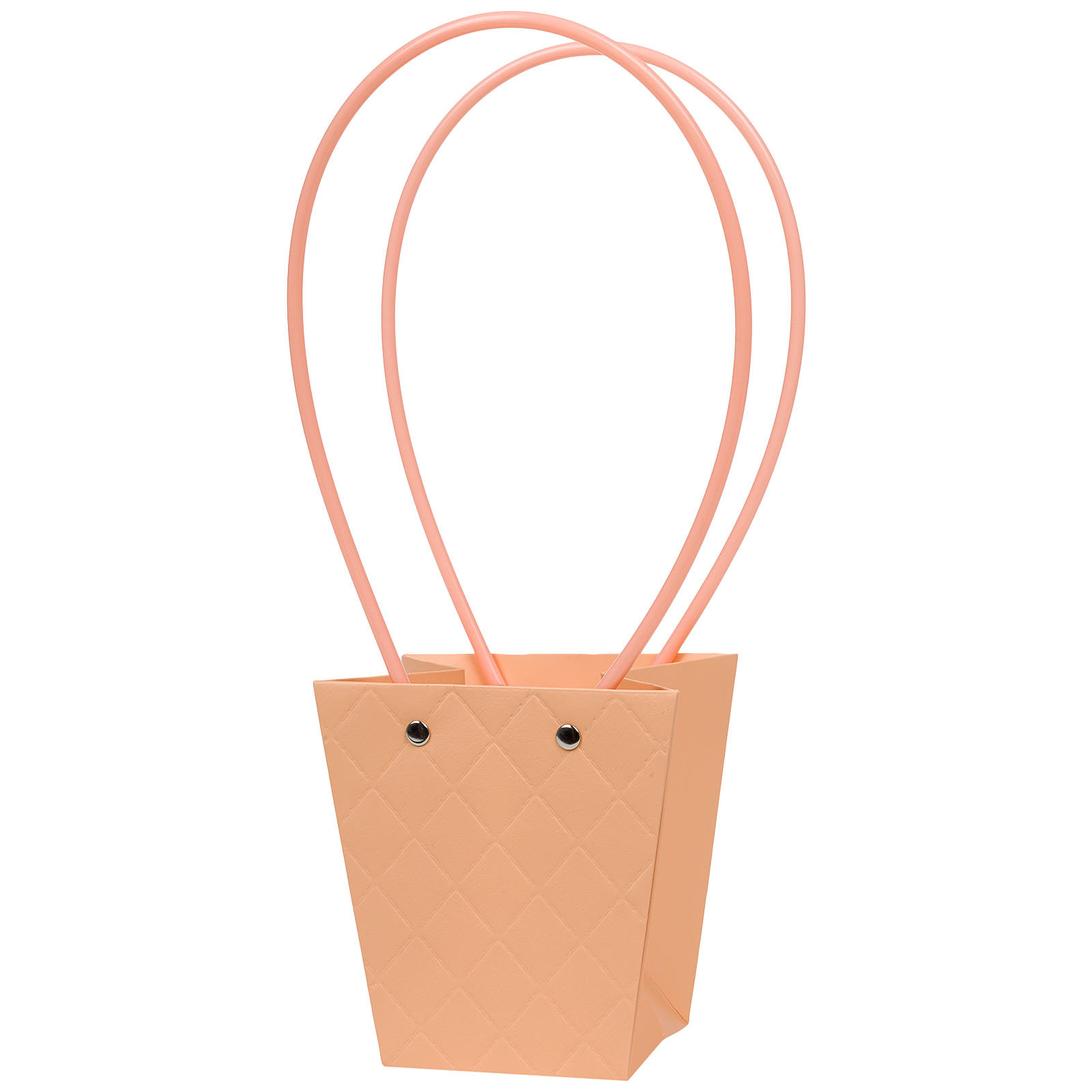 Сумка подарочная "Diamond" (картон), 12x8xH12,5 см, набор (10 шт), с ламинацией Персиковый