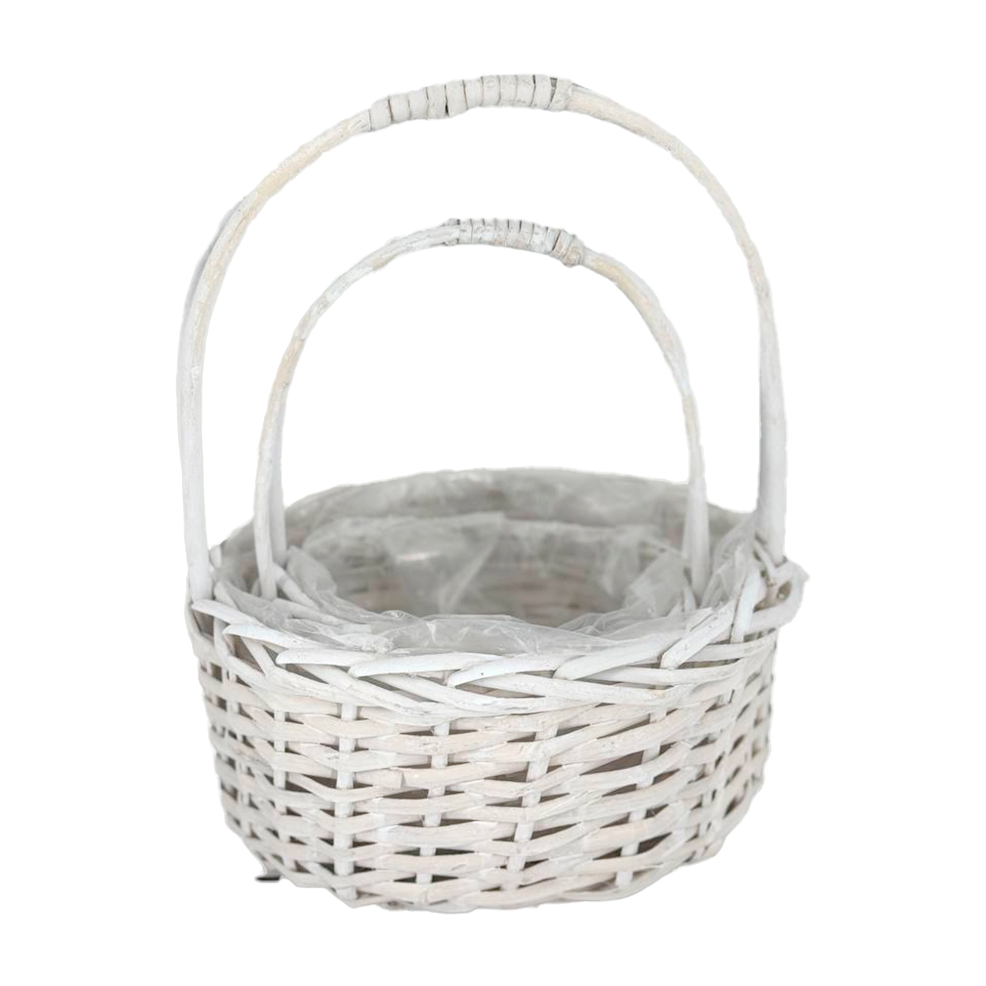 Корзина плетеная (ива), D23xH13/30 см, D18xH10/23 см, набор (2 шт) Светло-серый