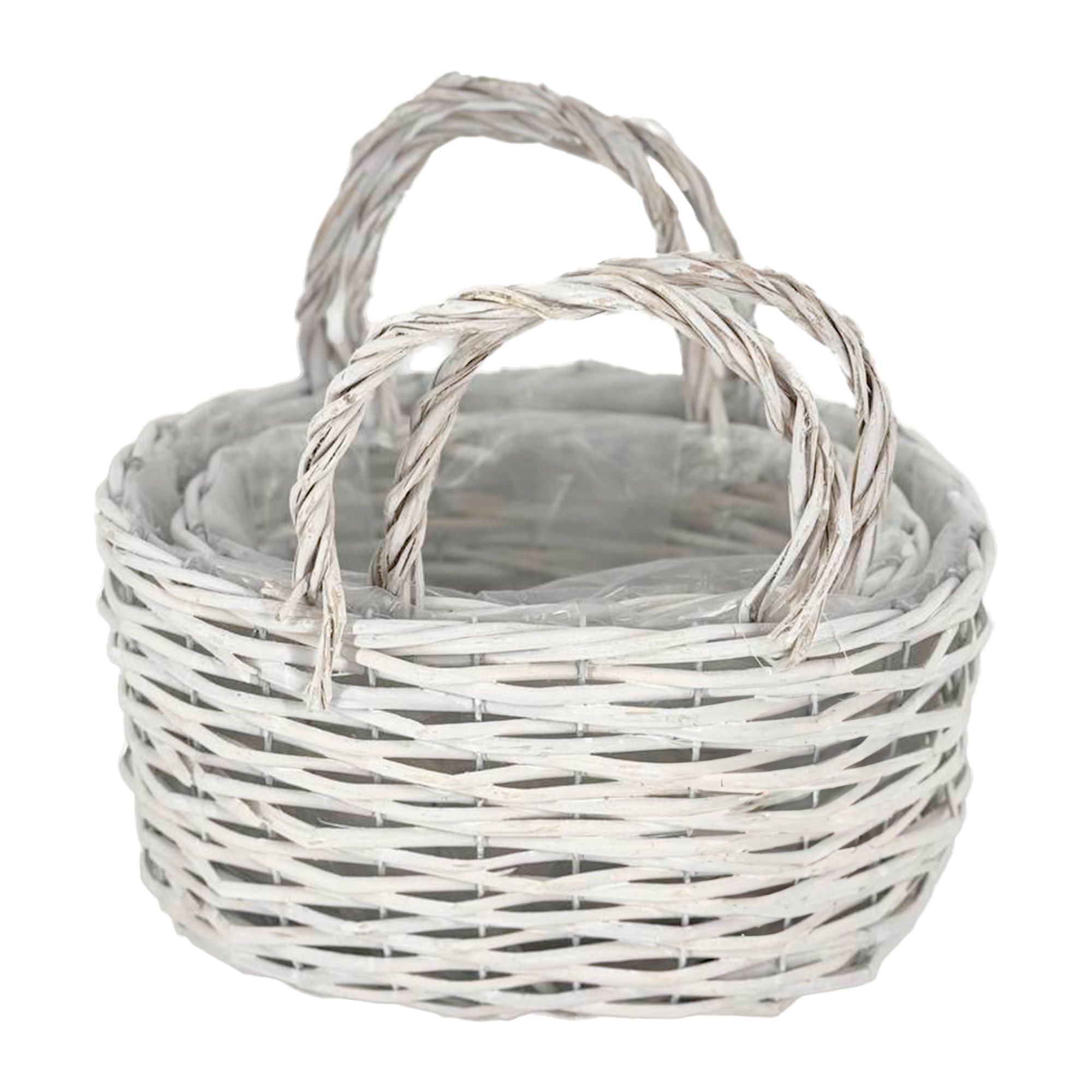 Корзина плетеная (ива), 26x15xH16/32 см, 31x20xH18/32 см, набор (2 шт) Беленый