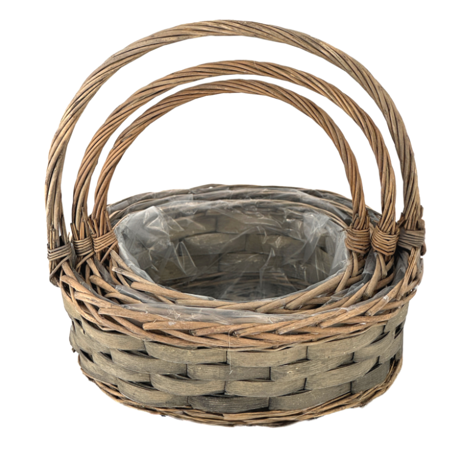 Корзина плетеная (ива), 27x20хH10/30 см - 38x30хH14/40 см, набор (3 шт) Светло-серый