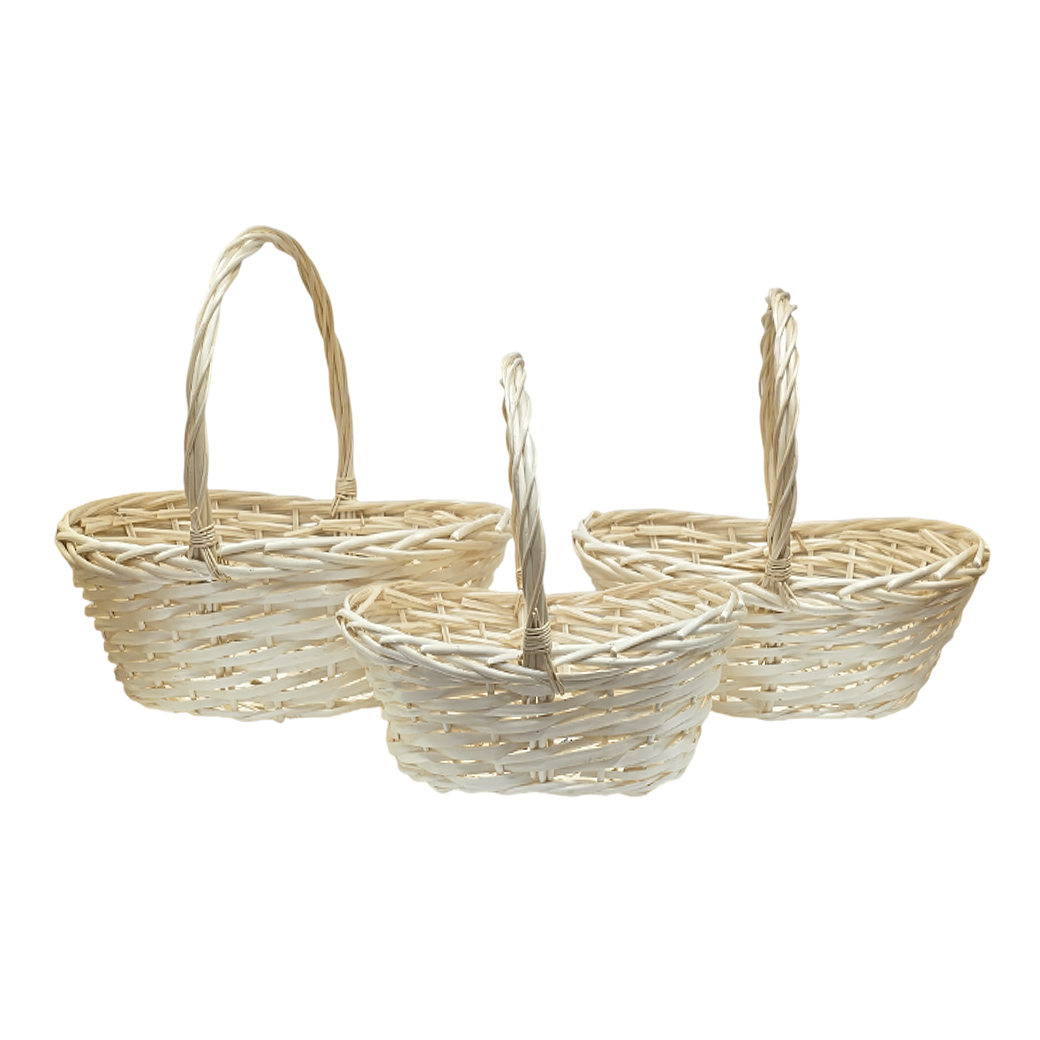 Корзина плетеная (ива), 35х26хH11/14 см - 47х37хH15/41 см, набор (3 шт) Светло-серый