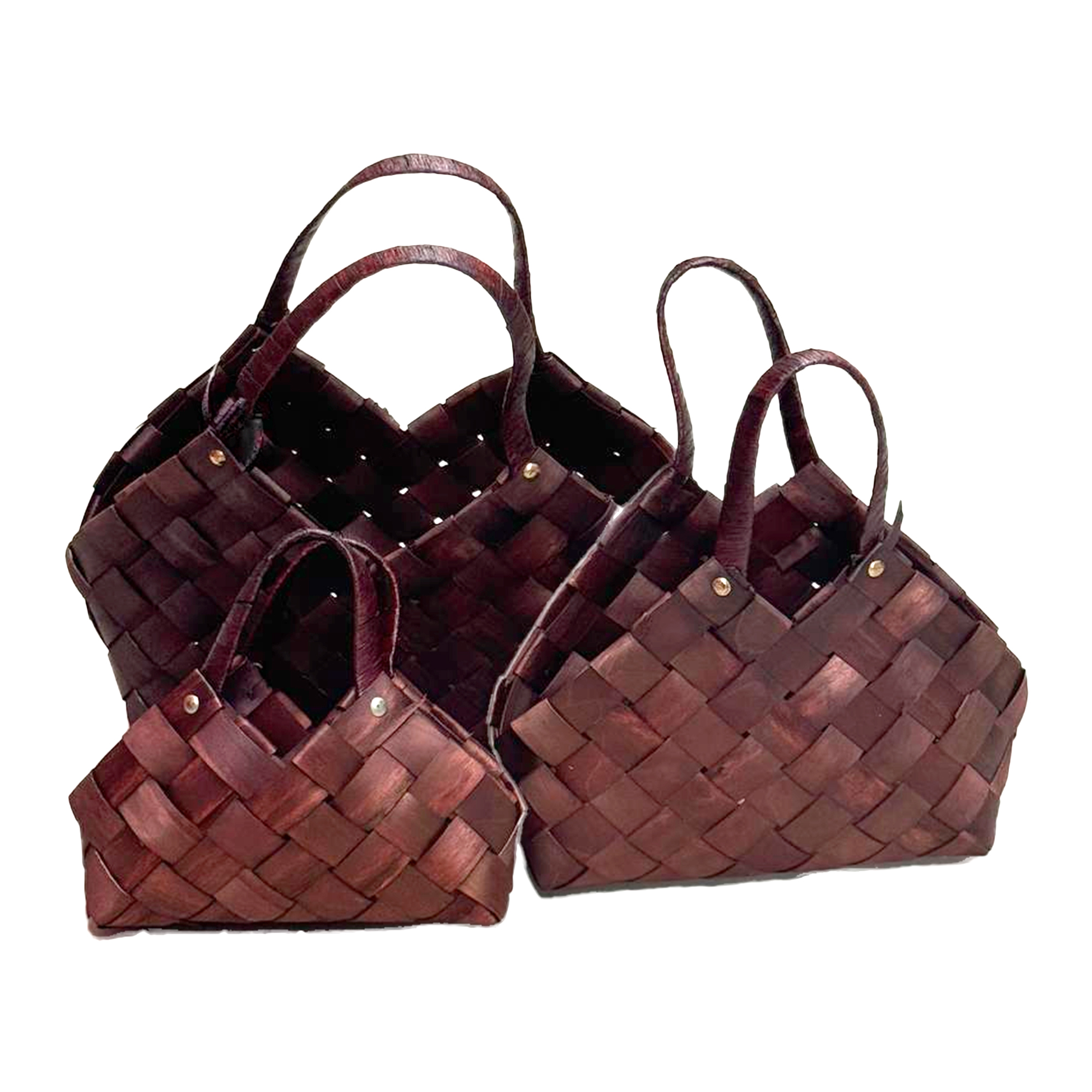 Корзина плетеная (водоросли), 20x11xH13 см - 31x21xH21 см, набор (3 шт) Коричневый