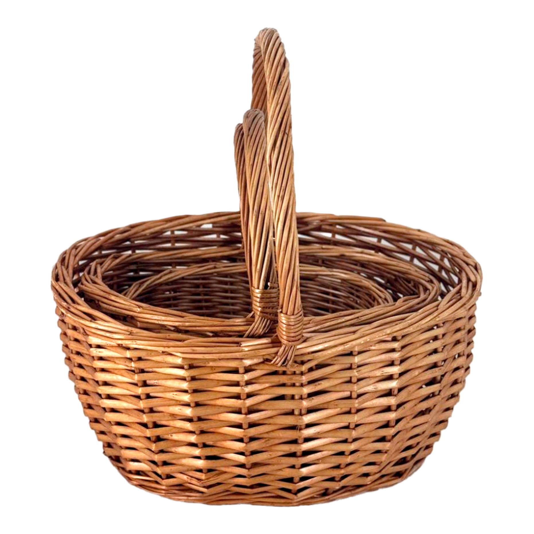 Корзина плетеная (ива), 28x23хH15/28 см - 43x35хH20/40 см, набор (3 шт) Коричневый