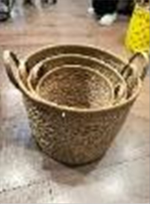 Корзина плетеная (трава), D31xH29 см - D25xH21 см, набор (3 шт) Натуральный