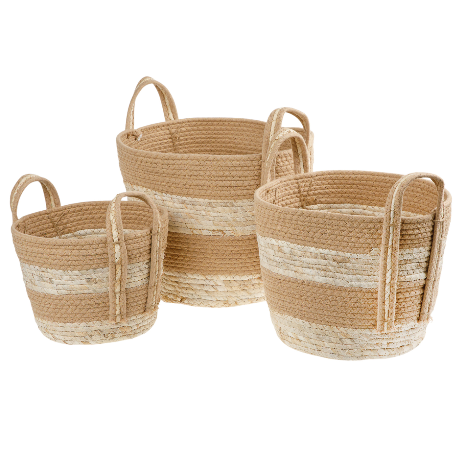 Корзина плетеная (водоросли), D34xH35 см - D25xH24 см, набор (3 шт) Натуральный