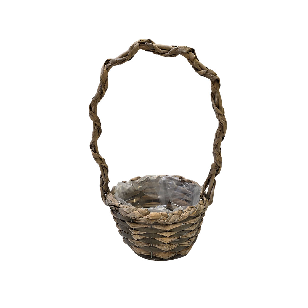 Корзина плетеная (ива), D22xH12/41 см Коричневый-серый