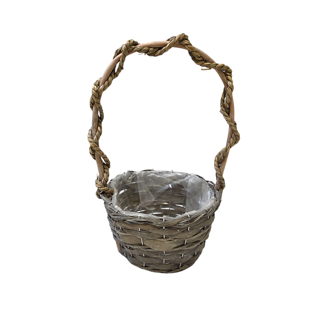 Корзина плетеная "Кант" (ива), D20xH12/38 см Голубой-серый