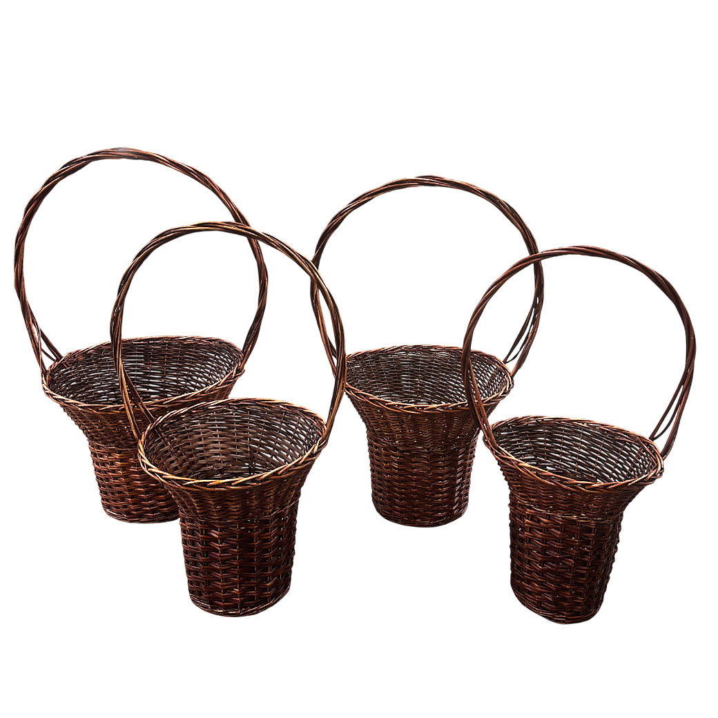 Корзина плетеная (ива), D43xH47/95 см - D79xH54/120 см, набор (4 шт) Коричневый
