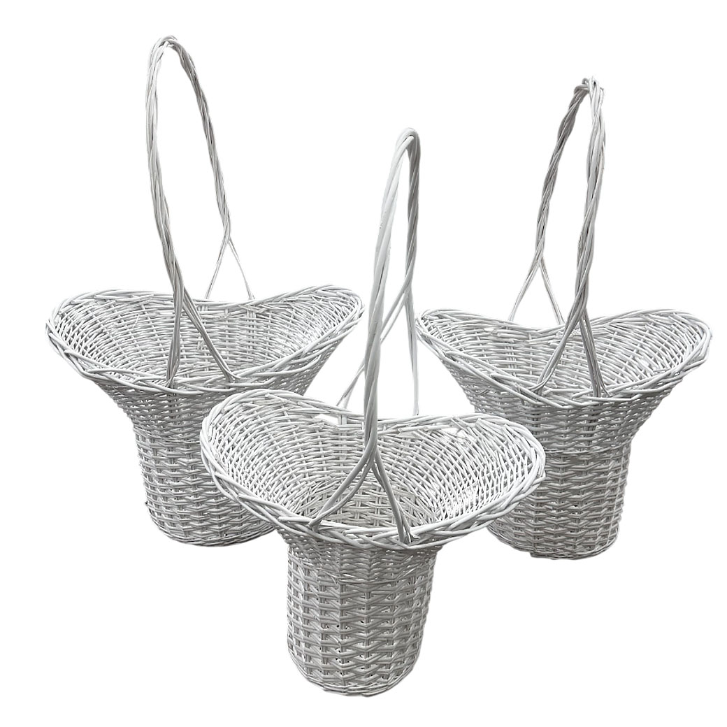 Корзина плетеная (ива), 75x50xH61/118 см - 60x36xH46/100 см, набор (3 шт) Белый