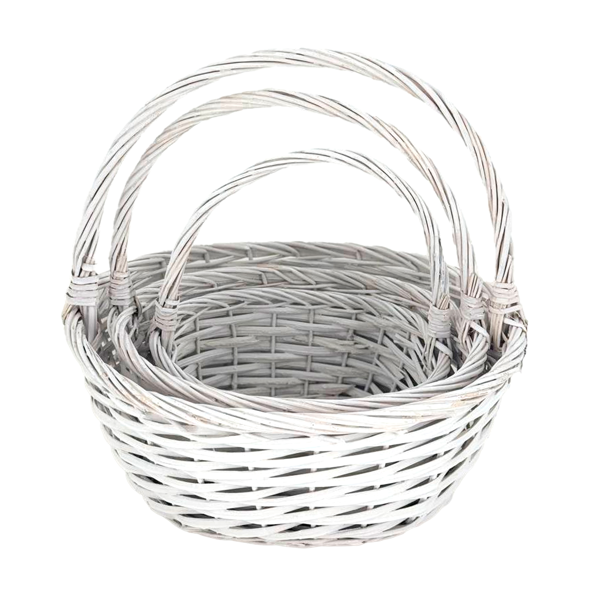 Корзина плетеная (ива), 25x19xH12/28 см - 36x31xH17/39 см, набор (3 шт) Белый