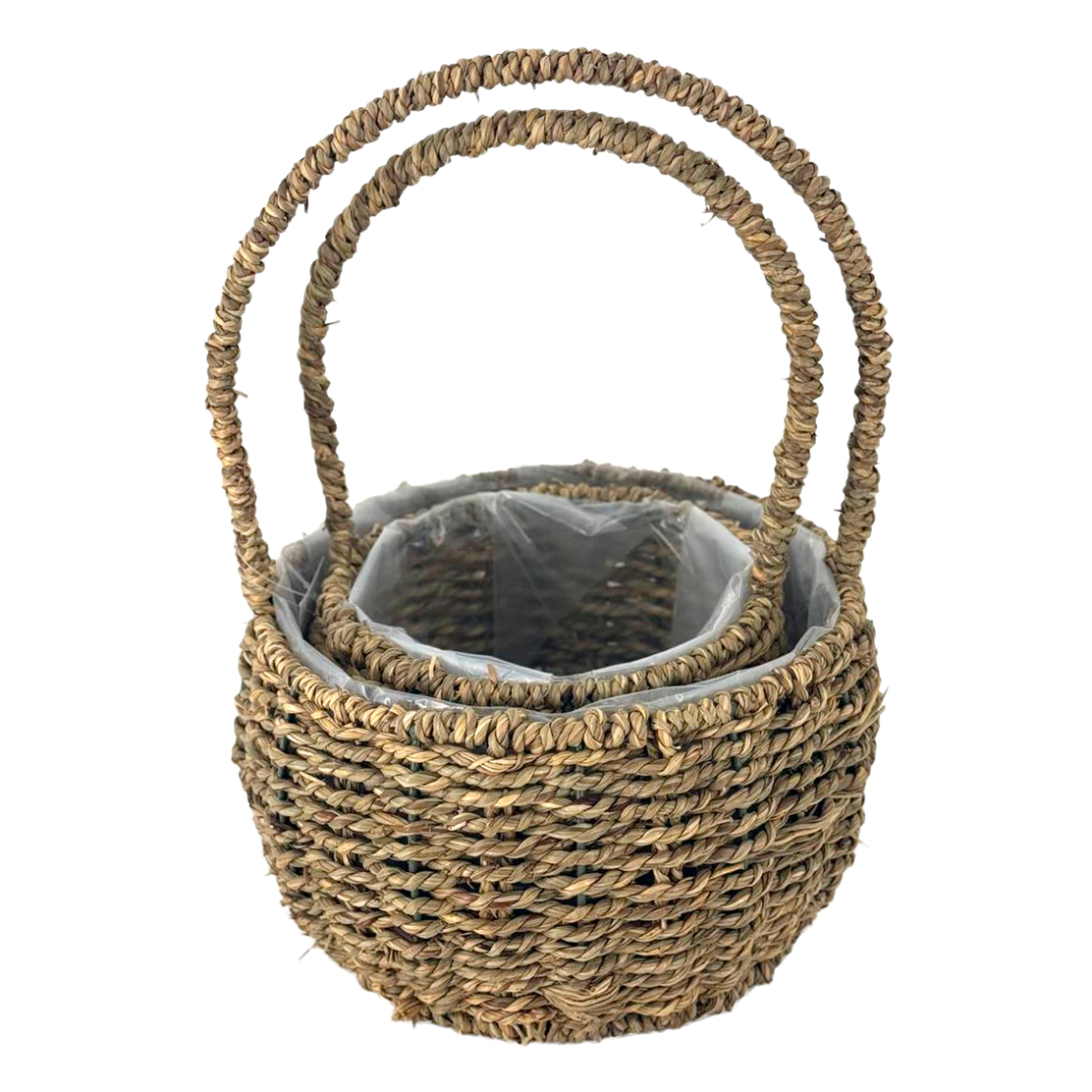 Корзина плетеная (водоросли), D22,5xH14/32 см, D17xH12,5/28 см, набор (2 шт) Коричневый