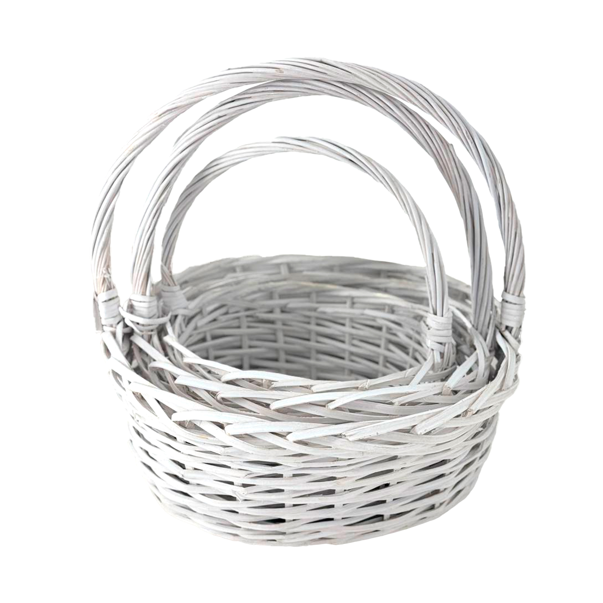 Корзина плетеная (ива), 28x23xH13/31 см - 40x35xH17/41, набор (3 шт) Белый