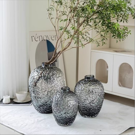 Ваза "Ice" (стекло), D28xH40 см Серый