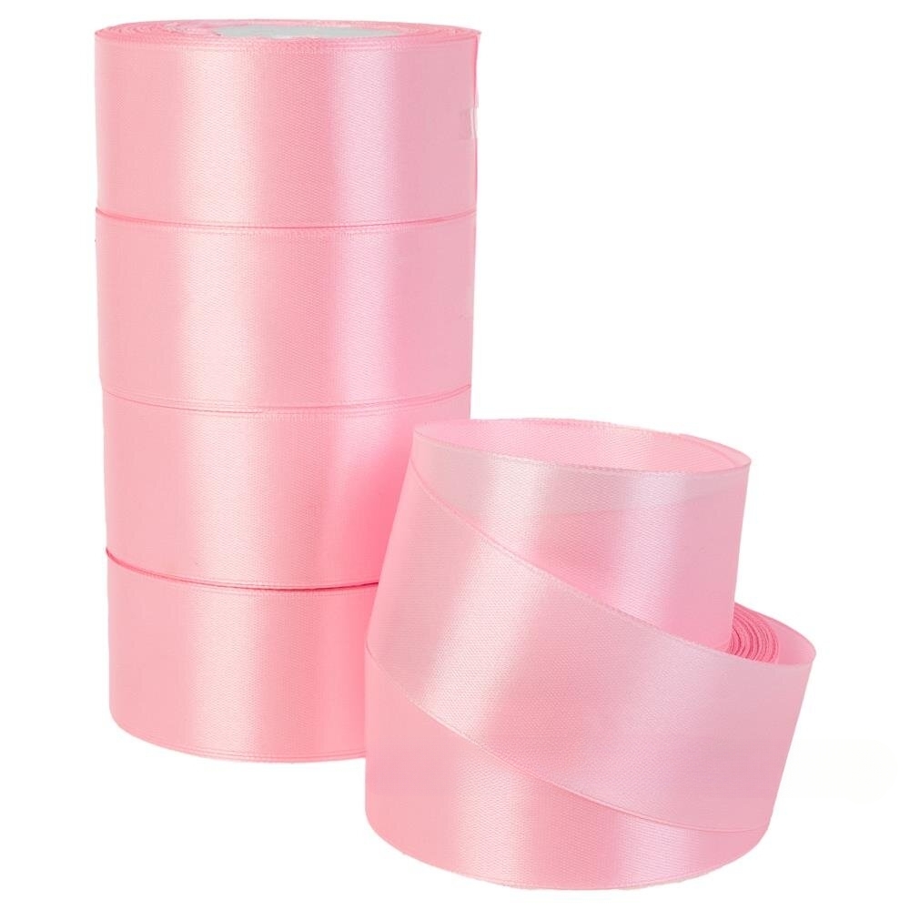 Лента атлас, 40 ммx25 ярд Розовый