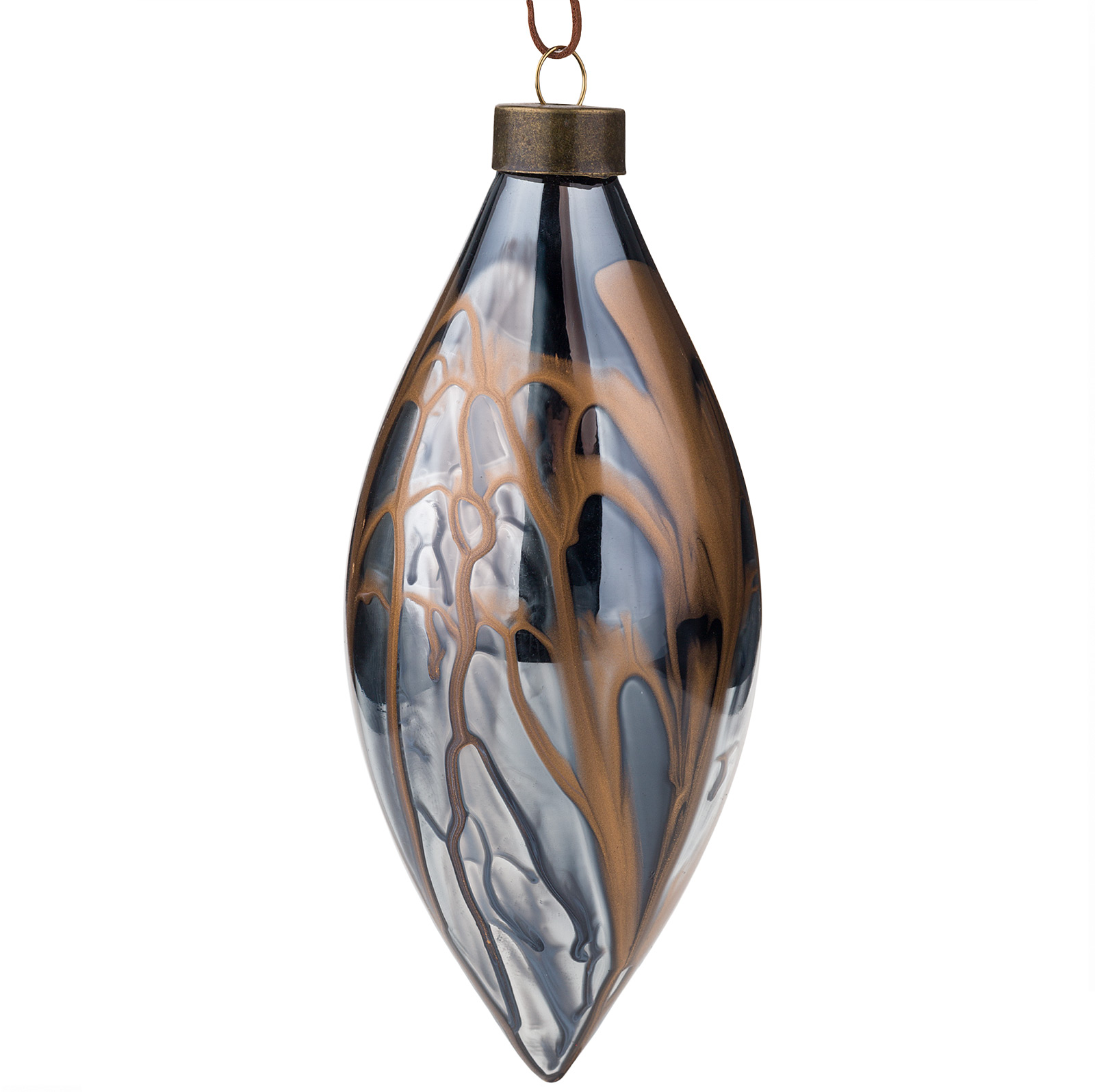 Елочная игрушка "Олива" (стекло), D10 см Синий