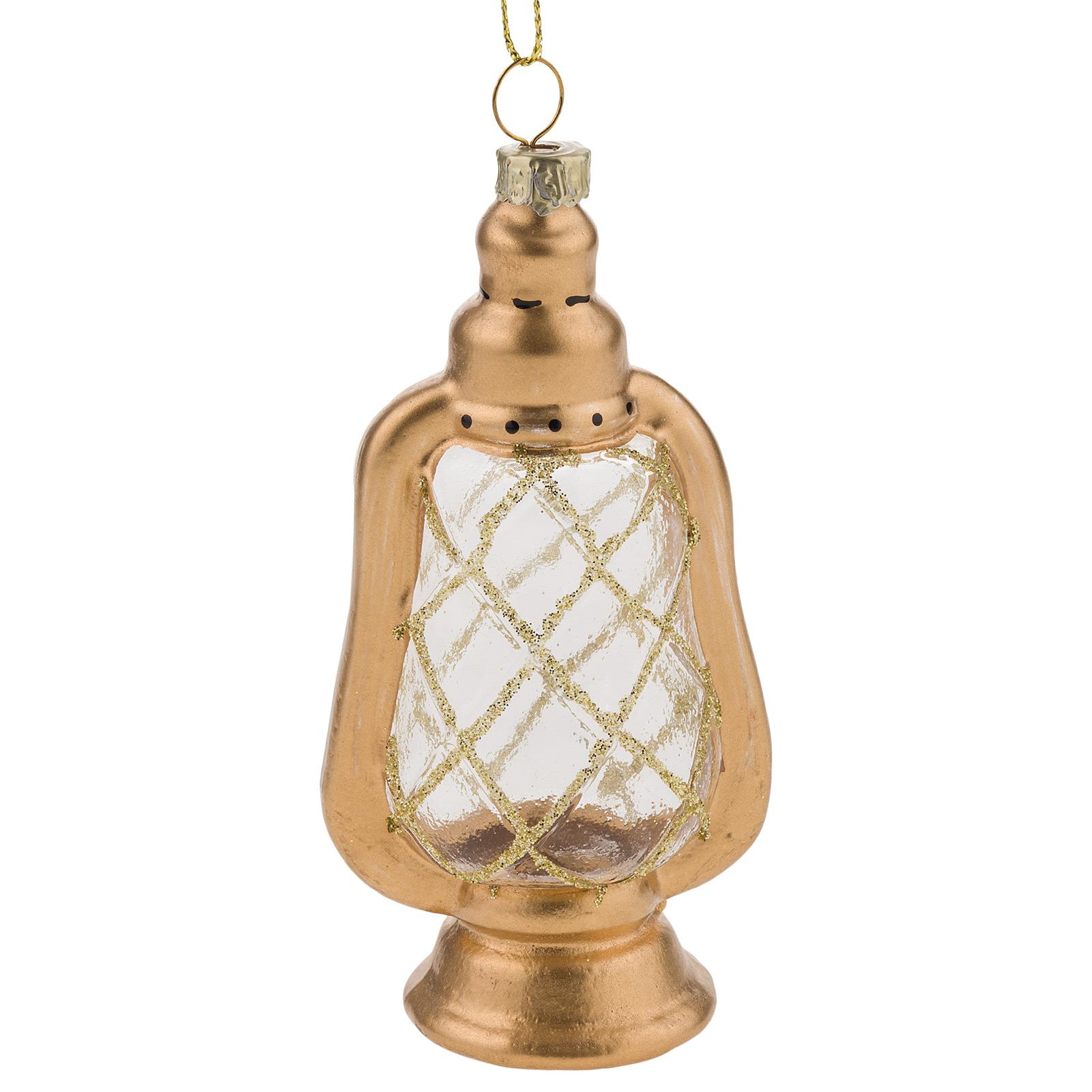 Елочная игрушка "Фонарь" (стекло), 5xH11 см Золотой