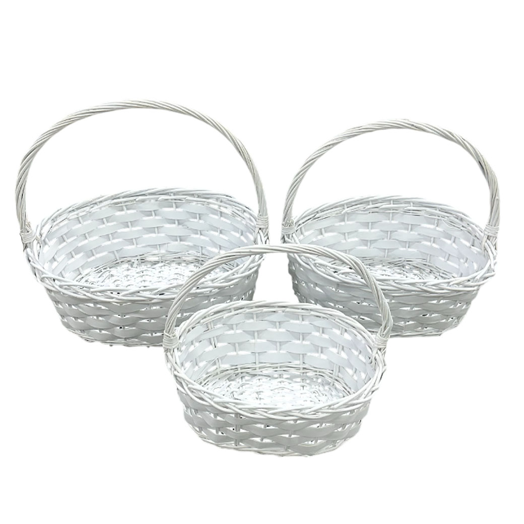 Корзина плетеная (ива), 50x40xH20/46 см - 36x28xH15/36 см, набор (3 шт) Белый