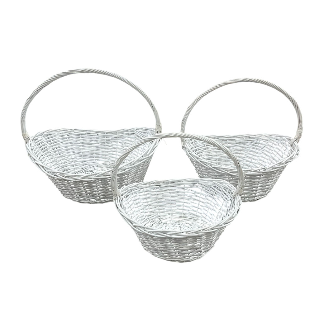 Корзина плетеная (ива), 58x50xH29/53 см - 43x34xH21/42 см, набор (3 шт) Белый