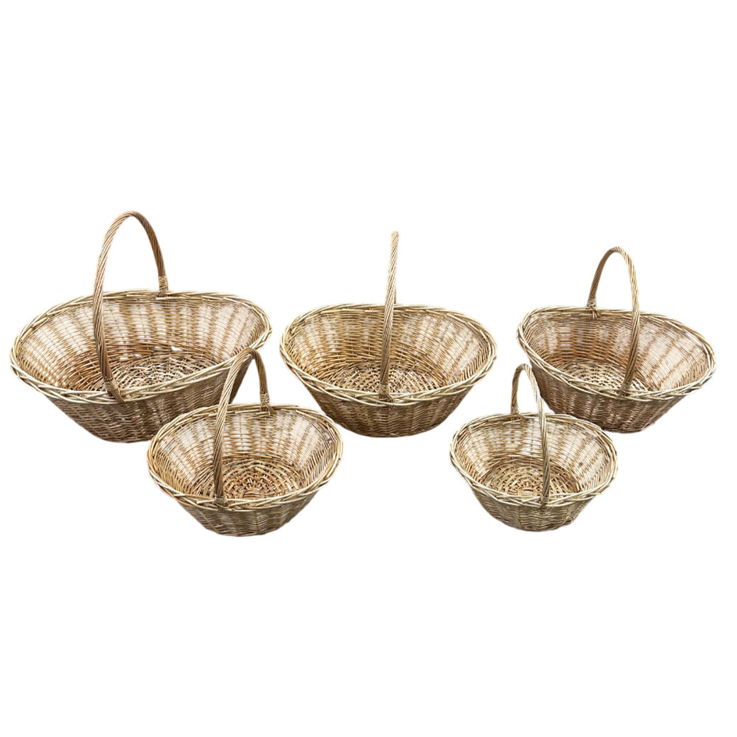 Корзина плетеная (ива), 75x64xH25/61 см - 45x35xH16/36 см, набор (5 шт) Натуральный