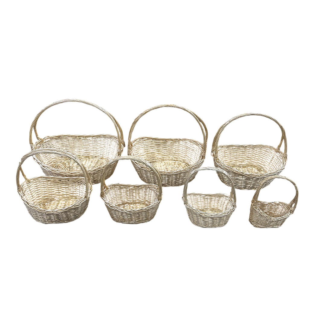 Корзина плетеная (ива), 76x60xH29/70 см - 29x20xH16/33 см, набор (7 шт) Белый