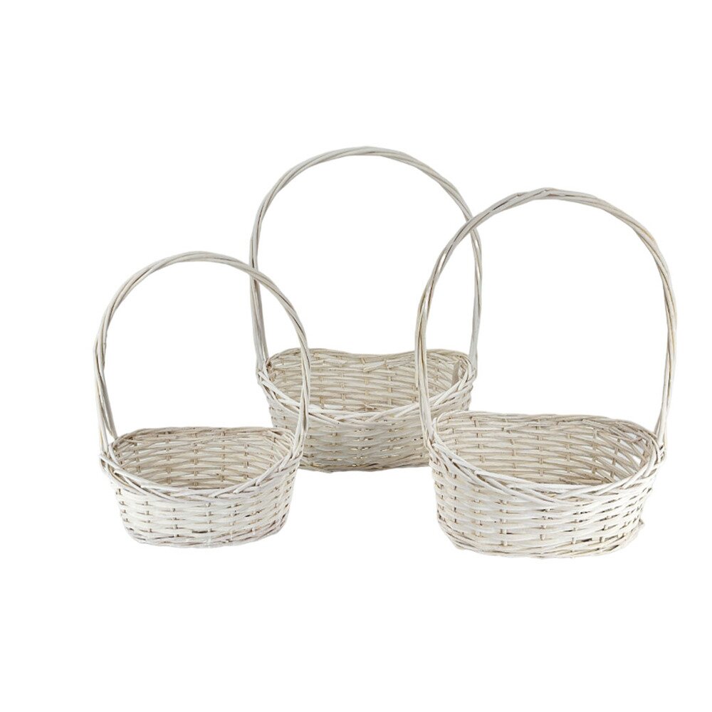 Корзина плетеная (ива), 30x18xH11/44 см Белый