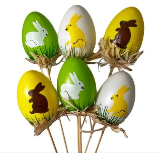 Яйцо декоративное на вставке (пластик), 6хН19 см, набор (6 шт) В ассортименте