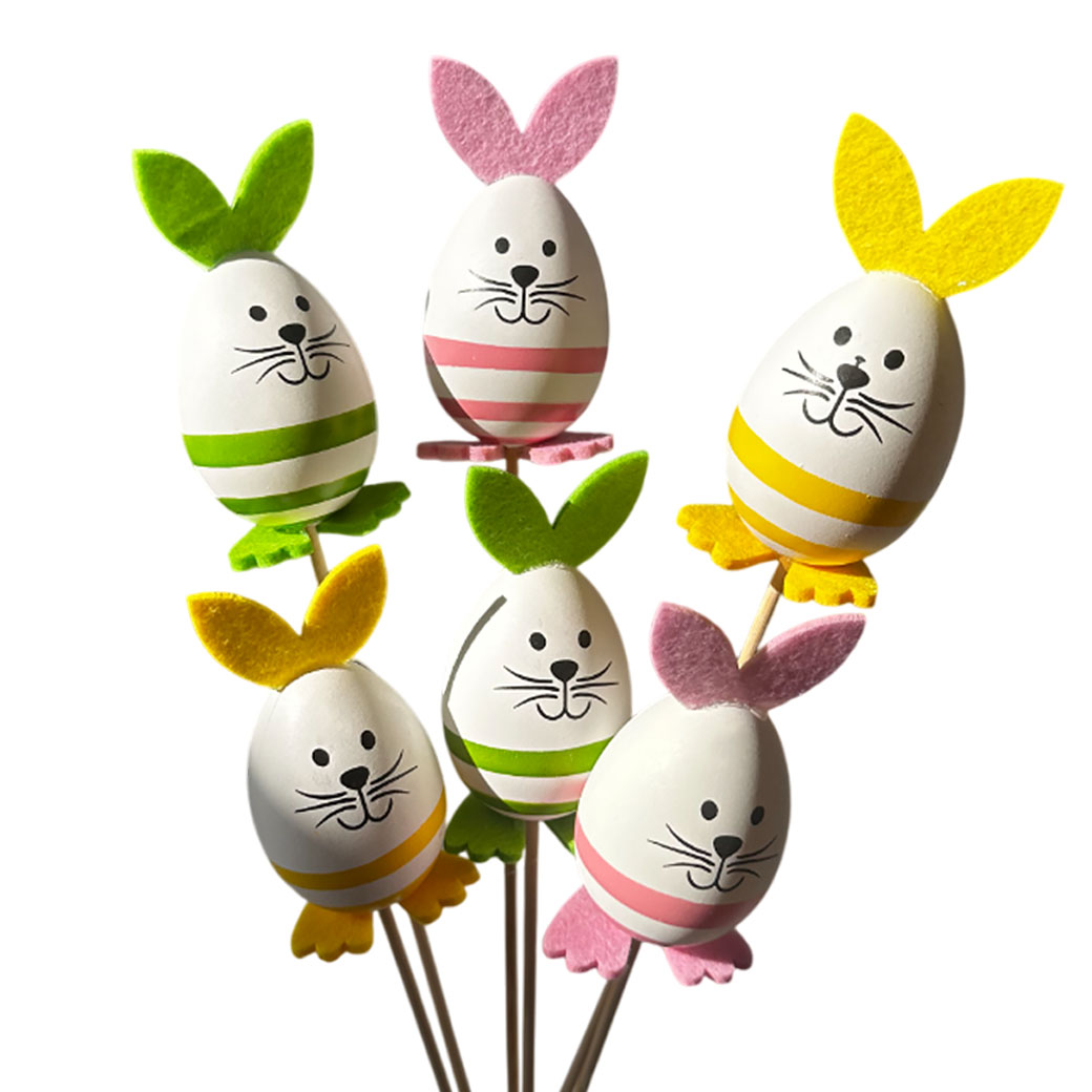 Яйцо декоративное на вставке (пластик), 6хН25 см, набор (6 шт) В ассортименте