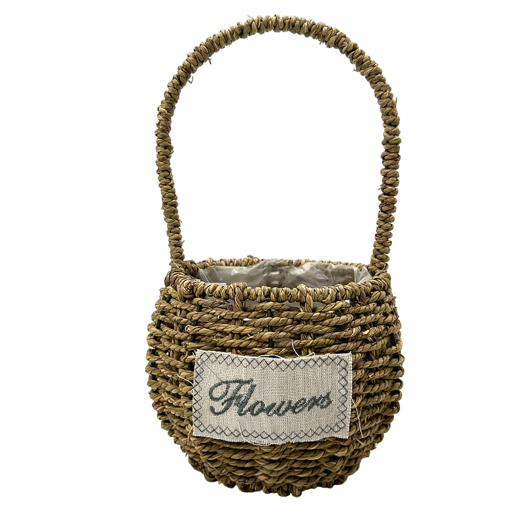 Корзина плетеная (трава), D17xH16/32 см Натуральный