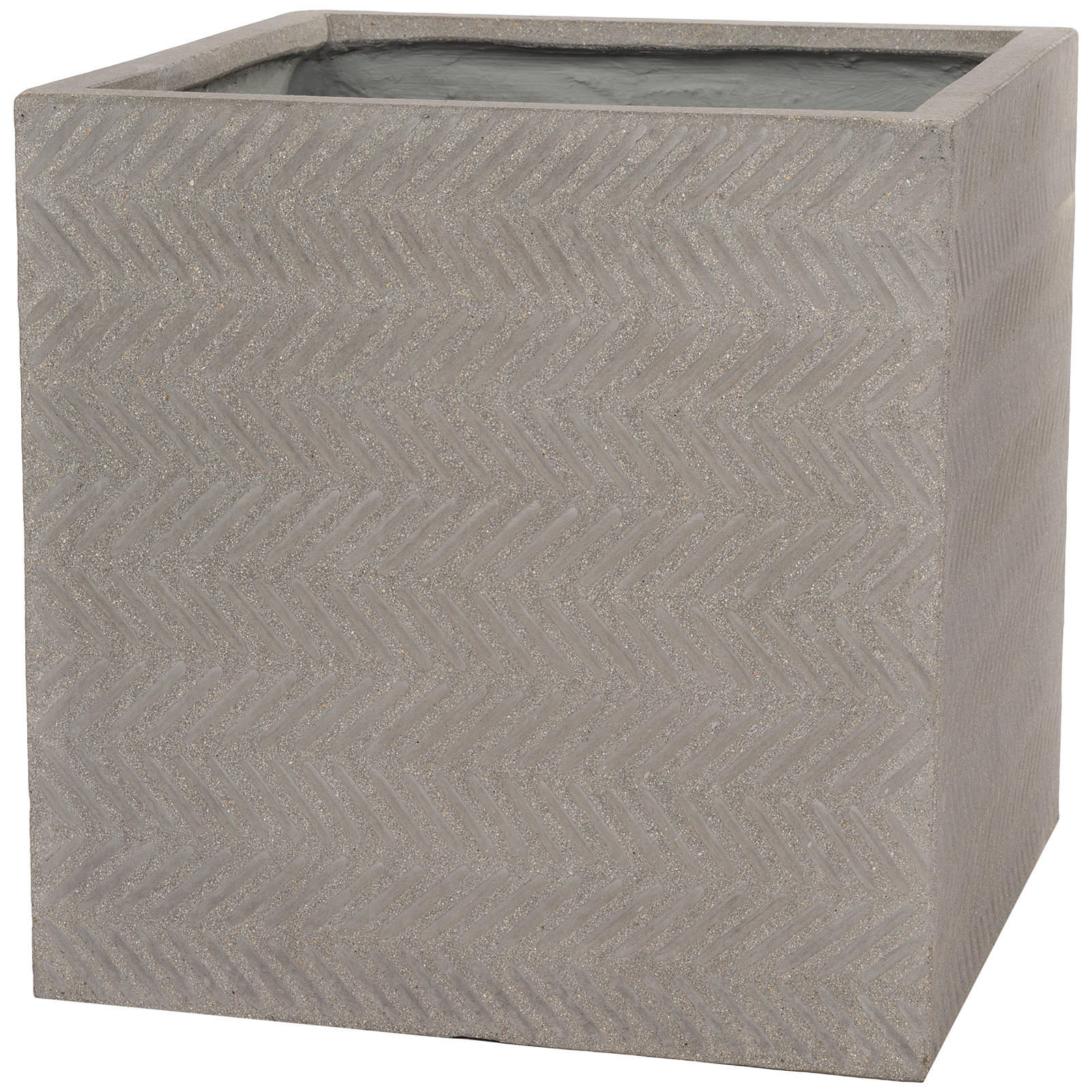 Кашпо Nobilis Marco "Fishbone rough-cement Cube" (файкостоун), 50x50xH50 см Серый