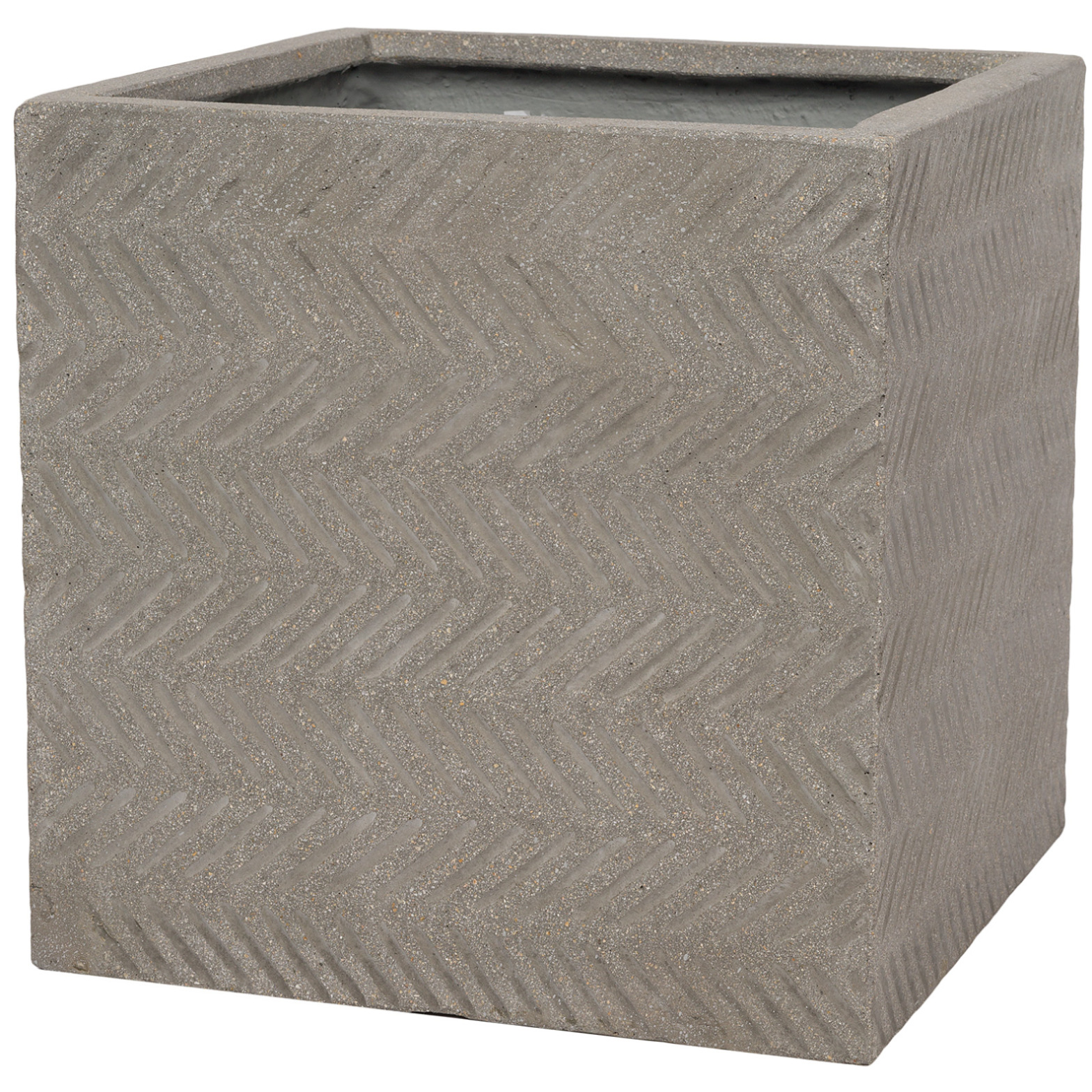 Кашпо Nobilis Marco "Fishbone rough-cement Cube" (файкостоун), 40x40xH40 см Серый
