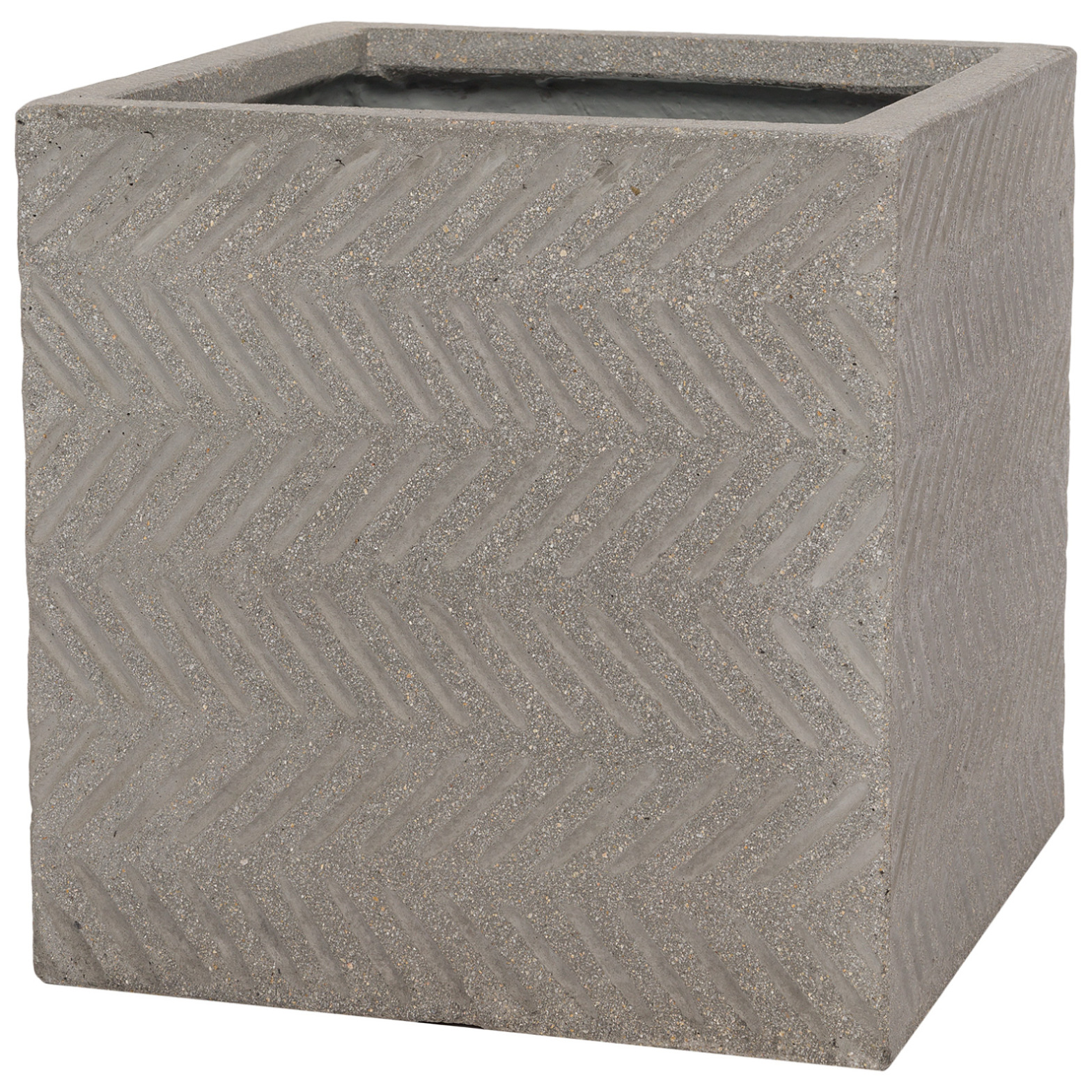 Кашпо Nobilis Marco "Fishbone rough-cement Cube" (файкостоун), 30x30xH30 см Серый